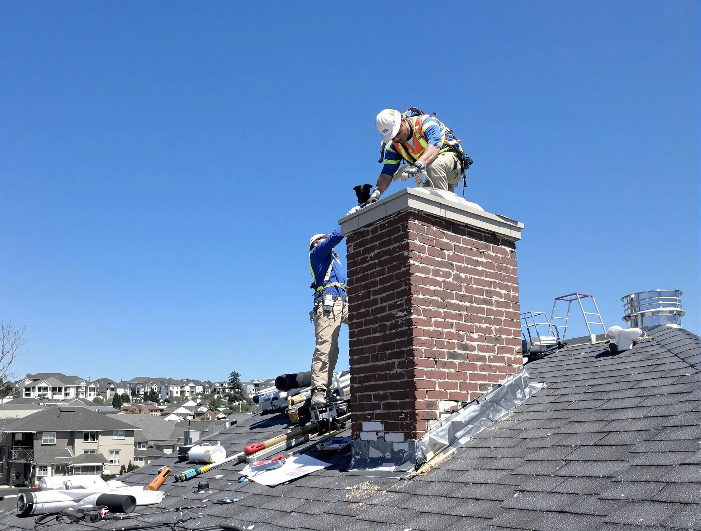 Bridgewater Chimney Sweep repairing a chimney crown in Bridgewater, NJ