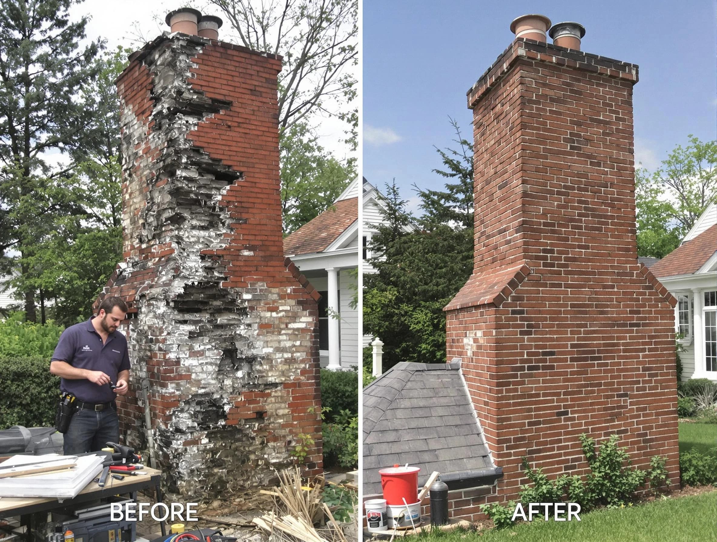 Bridgewater Chimney Sweep performing a full chimney restoration in Bridgewater, NJ