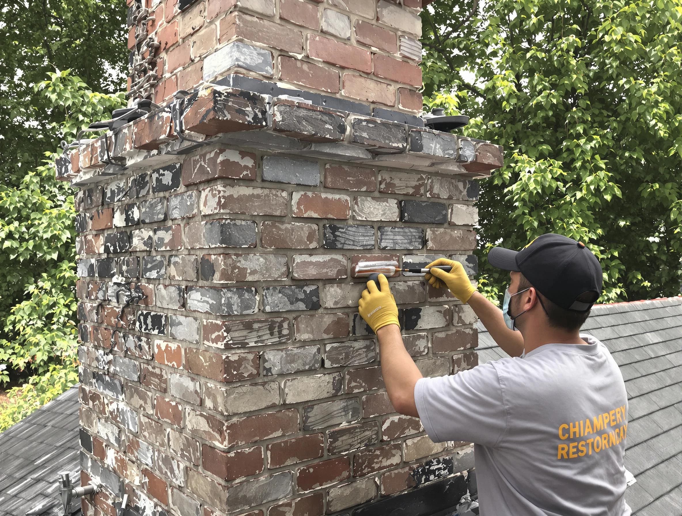 In-progress chimney restoration by Bridgewater Chimney Sweep in Bridgewater, NJ