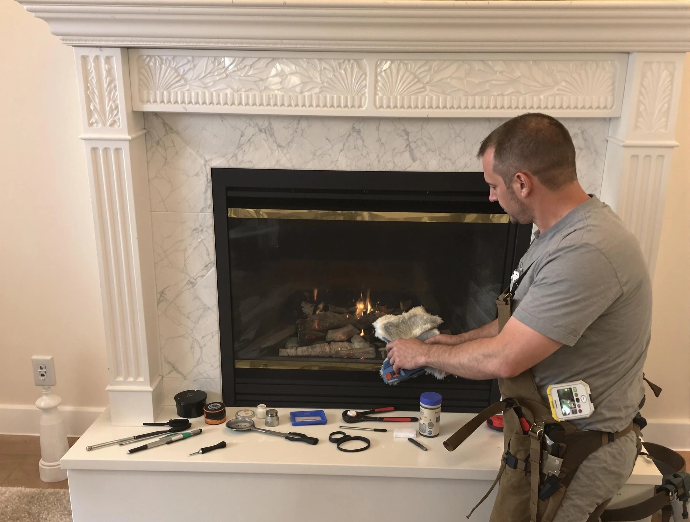 Bridgewater Chimney Sweep performing fireplace maintenance in Bridgewater, NJ