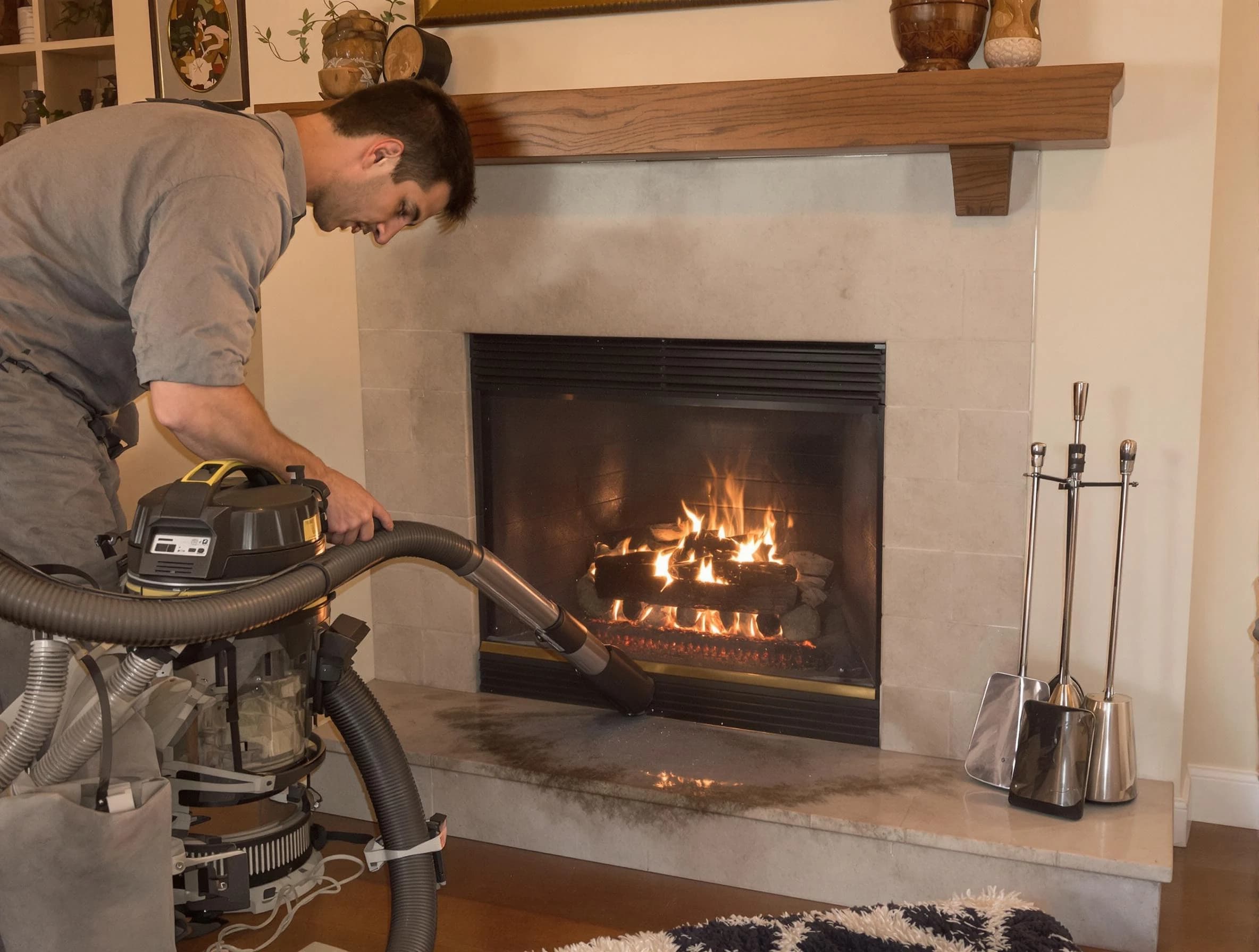 Routine fireplace upkeep by Bridgewater Chimney Sweep in Bridgewater, NJ